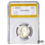 1935-S Washington Silver Quarter PGA MS64