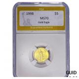 1998 1/10oz $5 Gold Eagle PGA MS70