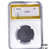 1828 Coronet Head Large Cent PGA AU53