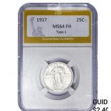 1917 Standing Liberty Quarter PGA MS64 FH Type 1