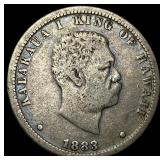 1883 Hawaii Silver 1/4 Dollar LIGHTLY CIRCULATED