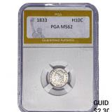 1833 Capped Bust Half Dime PGA MS62