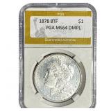 1878 8TF Morgan Silver Dollar PGA MS64 DMPL