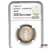 1946-S Booker T Half Dollar NGC MS64