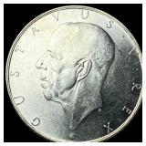 1938 Sweden Silver 2 Kroner UNCIRCULATED