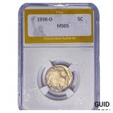 1936-D Buffalo Nickel PGA MS65