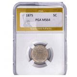 1875 Shield Nickel PGA MS64