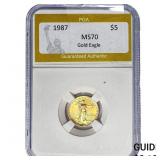 1987 1/10oz $5 Gold Eagle PGA MS70