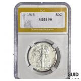 1918 Walking Liberty Half Dollar PGA MS63 FH