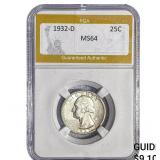 1932-D Washington Silver Quarter PGA MS64