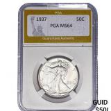 1937 Walking Liberty Half Dollar PGA MS64