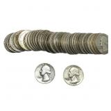 Roll of 40 Silver Washington 25C