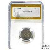 1873 Indian Head Cent PGA MS63 BN
