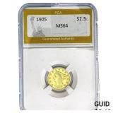 1905 $2.50 Gold Quarter Eagle PGA MS64