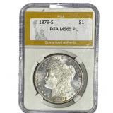 1879-S Morgan Silver Dollar PGA MS65 PL