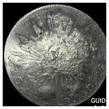 1887 Mexico Silver 8 Reales Punch Marked NEARLY UN