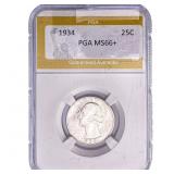 1934 Washington Silver Quarter PGA MS66+