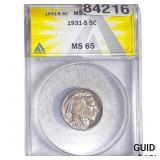 1931-S Buffalo Nickel ANACS MS65