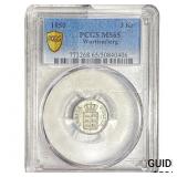 1850 Wurttemberg Silver 3 Kreuzer PCGS MS65