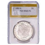 1882-S Morgan Silver Dollar PGA MS65 PL