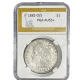 1882-O/S Morgan Silver Dollar PGA AU55+