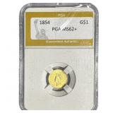 1854 Rare Gold Dollar PGA MS62+