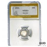 1901 Barber Dime PGA MS66+ Monster