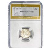 1934 Mercury Silver Dime PGA MS67+ FB