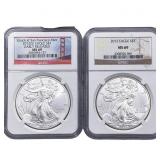 [2 Coins] 2012 Silver Eagle NGC MS69