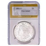 1881-S Morgan Silver Dollar PGA MS65