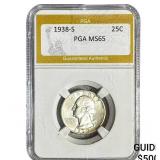 1938-S Washington Silver Quarter PGA MS65