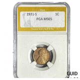 1931-S Wheat Cent PGA MS65