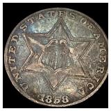 1858 Silver Three-Cent Piece CLOSELY UNCIRCULATED