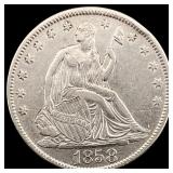 1858-O Seated Liberty Half Dollar ABOUT  UNCIRCUL