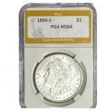 1890-S Morgan Silver Dollar PGA MS64
