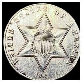 1861 Silver Three-Cent Piece CLOSELY UNCIRCULATED