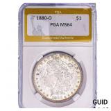 1880-O Morgan Silver Dollar PGA MS64