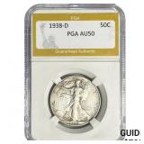 1938-D Walking Liberty Half Dollar PGA AU50