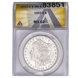 1902-O Morgan Silver Dollar ANACS MS62