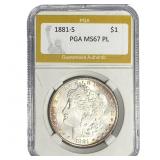 1881-S Morgan Silver Dollar PGA MS67 PL