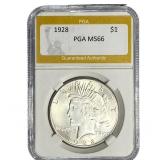 1928 Silver Peace Dollar PGA MS66