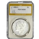 1886-S Morgan Silver Dollar PGA MS64