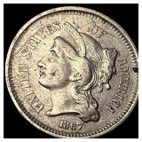 1867 Nickel Three-Cent Piece NEARLY UNCIRCULATED