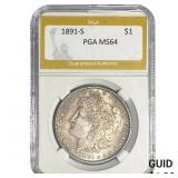 1891-S Morgan Silver Dollar PGA MS64