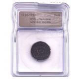 1726-1793 VOC N.E. Indies Bronze Duit ICG Genuine