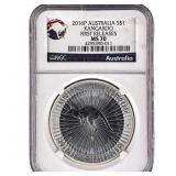 2016-P Austrailia 1oz Silver $1-Kangaroo NGC MS70