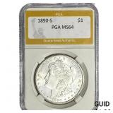1890-S Morgan Silver Dollar PGA MS64