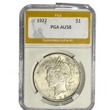 1922 Silver Peace Dollar PGA AU58