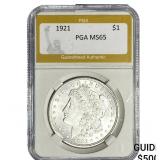 1921 Morgan Silver Dollar PGA MS65