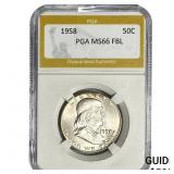 1958-D Franklin Half Dollar PGA MS66 FBL